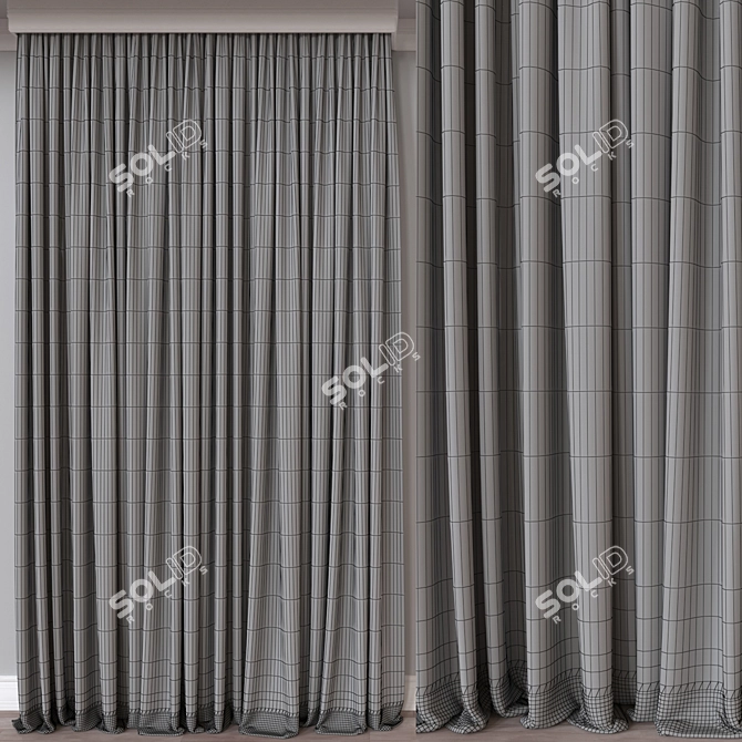 Versatile 3D Curtain Model Set 3D model image 4