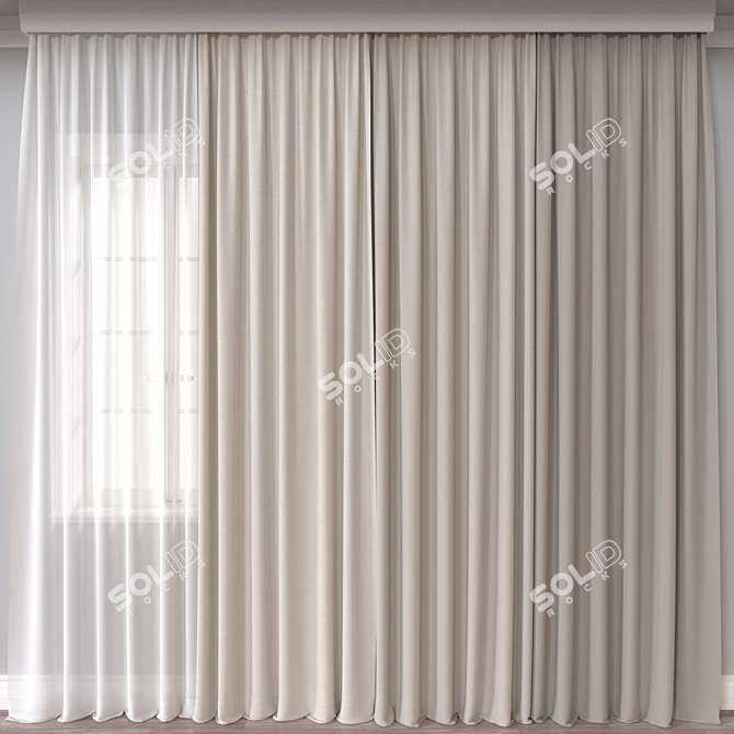 Multi-Format Curtain Model, 33668 Polys 3D model image 1