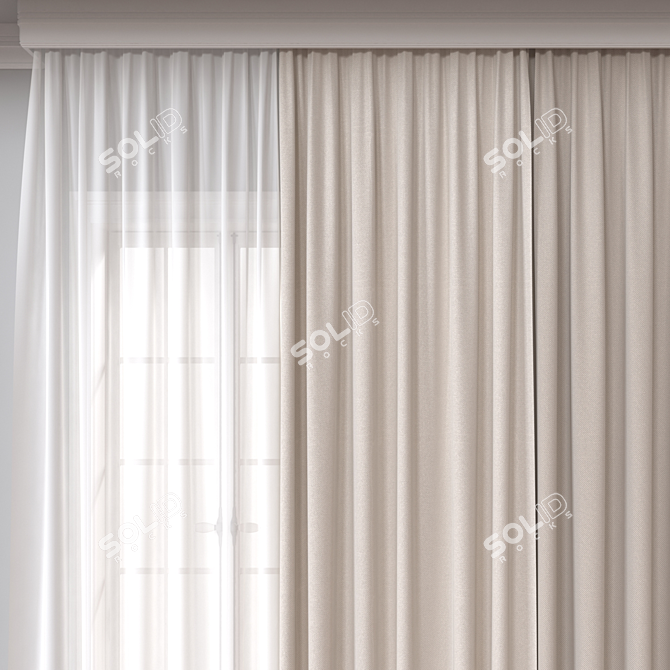 Multi-Format Curtain Model, 33668 Polys 3D model image 3