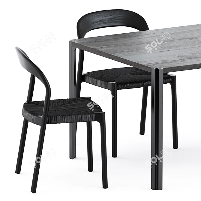 Modern Minimalist Dining Set: Ticino Chairs & Graft Table 3D model image 2