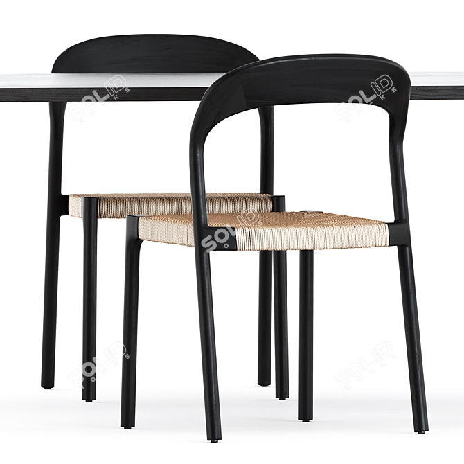 Modern Minimalist Dining Set: Ticino Chairs & Graft Table 3D model image 3