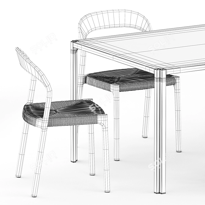 Modern Minimalist Dining Set: Ticino Chairs & Graft Table 3D model image 5