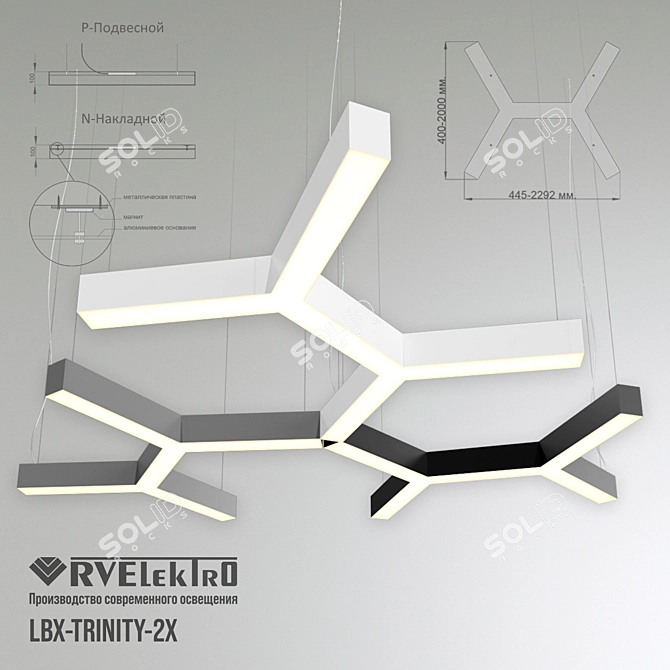 Trinity Cross LED Light Fixture 3D model image 2