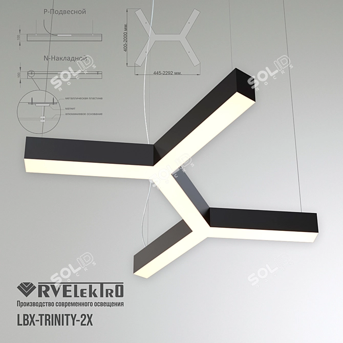 Trinity Cross LED Light Fixture 3D model image 3