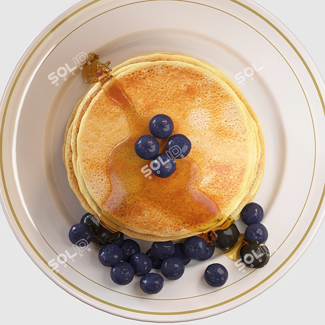 Golden Honey Pancakes 3D Model 3D model image 4