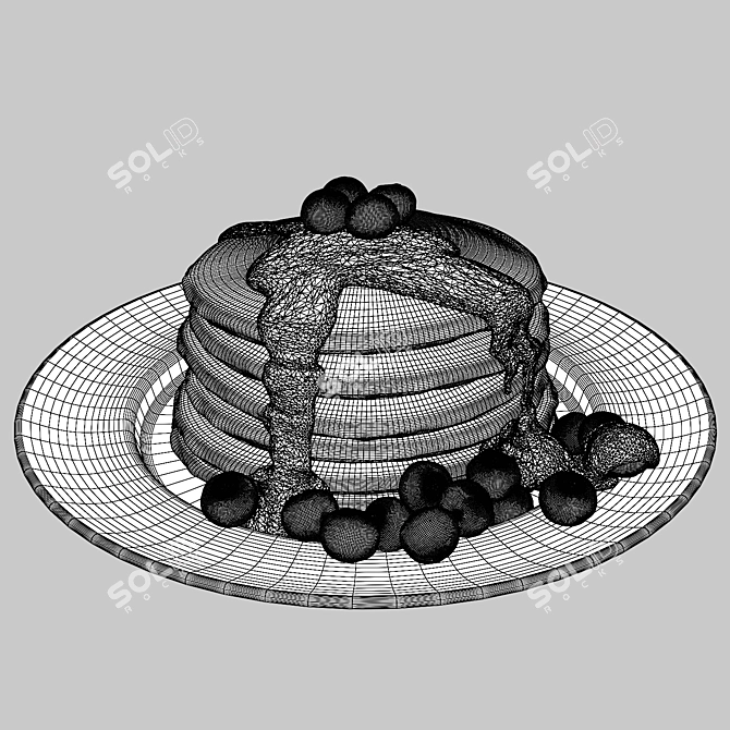 Golden Honey Pancakes 3D Model 3D model image 6