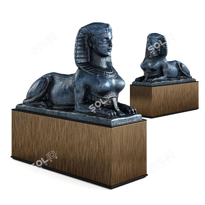 Majestic Egyptian Sphinx Lady Sculpture 3D model image 1