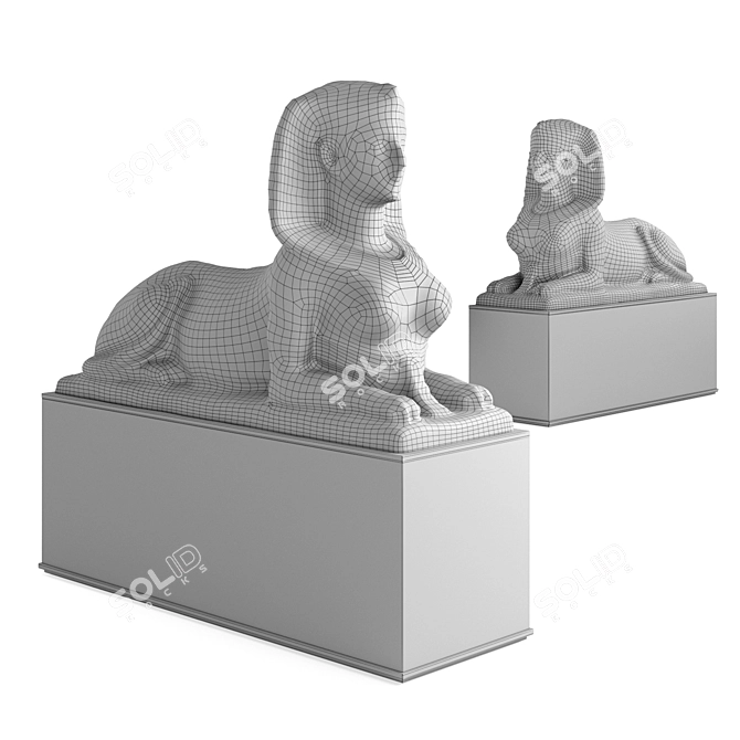 Majestic Egyptian Sphinx Lady Sculpture 3D model image 6