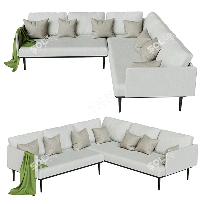 Stylish Outdoor Lounge Sofa 3D model image 1