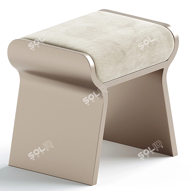 Luxury Cream Fur Stool by Kifu 3D model image 1