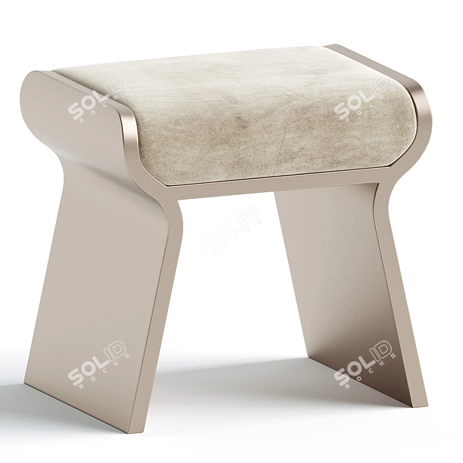 Luxury Cream Fur Stool by Kifu 3D model image 2