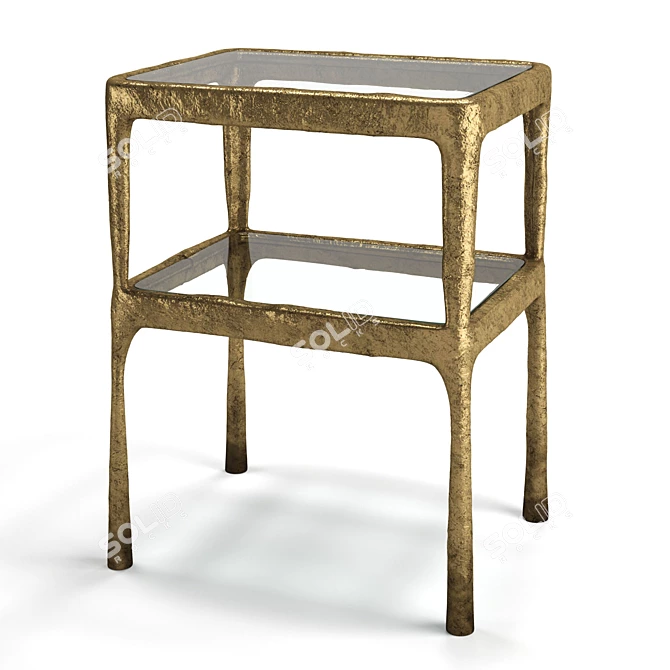 Sleek Mesh Metal Nightstand 3D model image 1