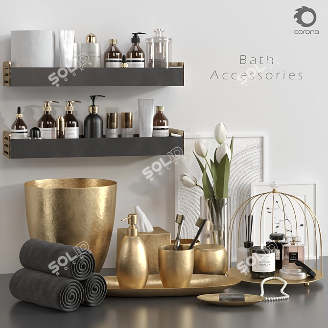 Luxury Bath Accessories Set 3D model image 1