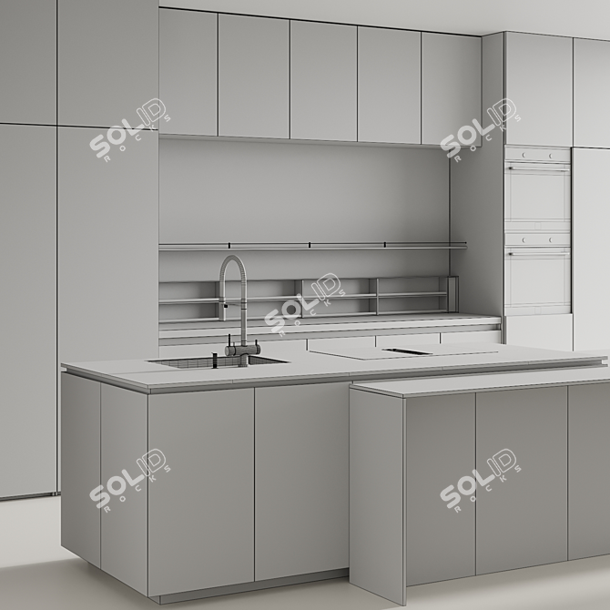 Modern Island Kitchen 3D Model 3D model image 6