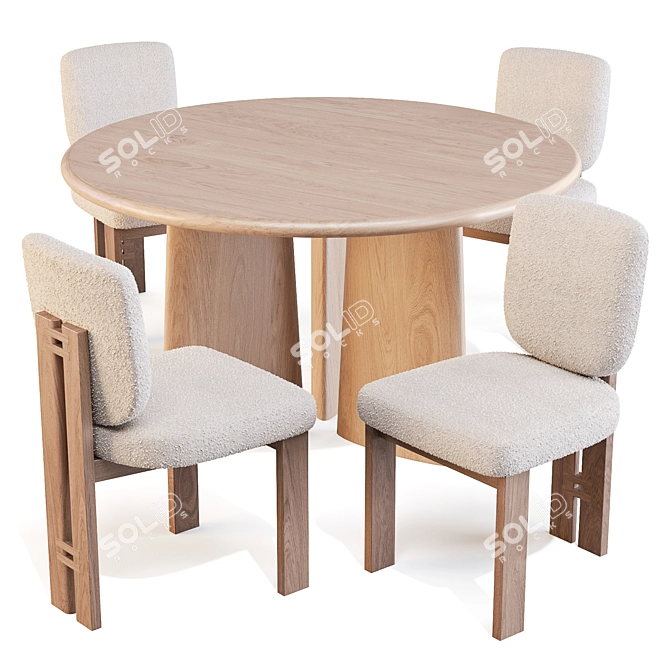 Modern Round Dining Set: Nera Table & Sydney Chair 3D model image 4