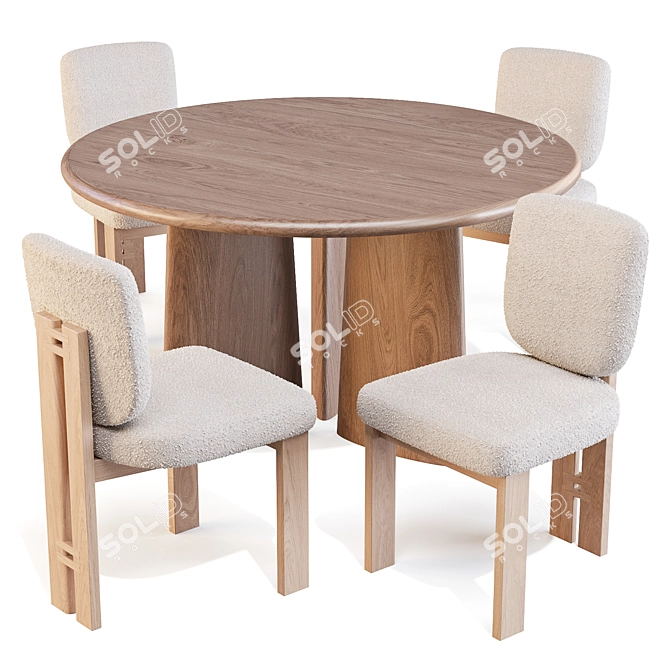 Modern Round Dining Set: Nera Table & Sydney Chair 3D model image 5