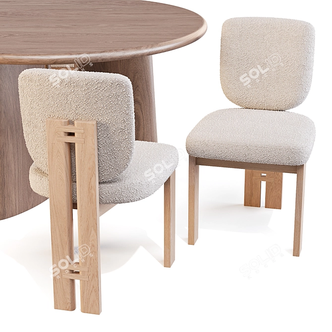 Modern Round Dining Set: Nera Table & Sydney Chair 3D model image 6