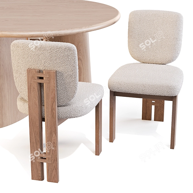 Modern Round Dining Set: Nera Table & Sydney Chair 3D model image 7