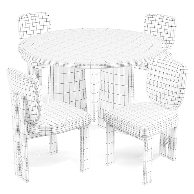 Modern Round Dining Set: Nera Table & Sydney Chair 3D model image 3