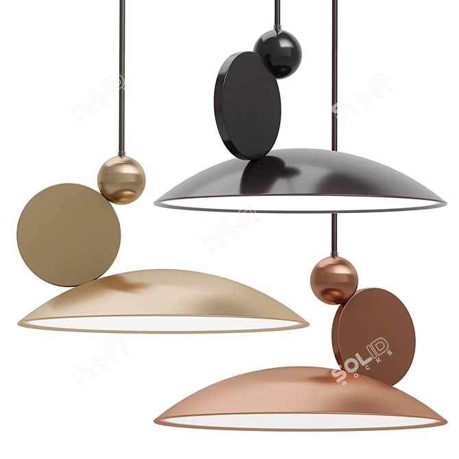 Sleek Equilibrium Pendant Light 3D model image 1