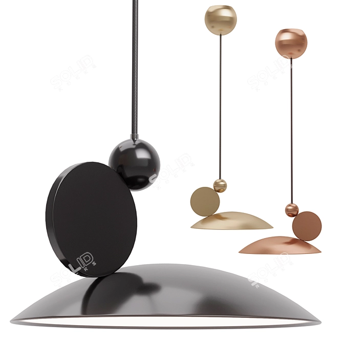 Sleek Equilibrium Pendant Light 3D model image 2