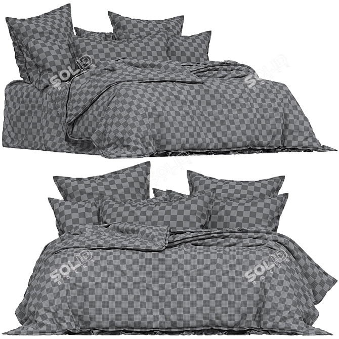 Chelsea Check Charcoal Quilt Cover 3D model image 4