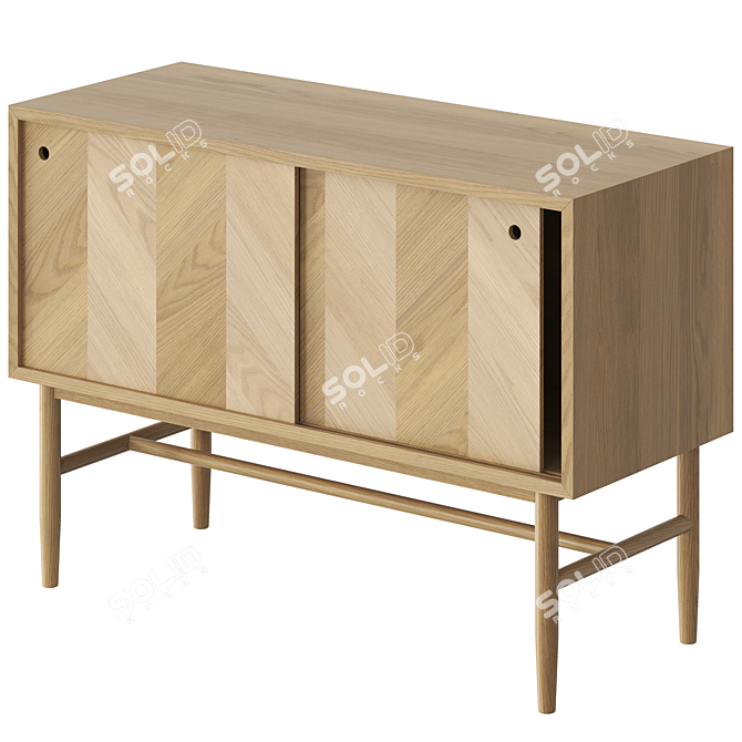 Modern Wooden Herringbone Chest Drawers 3D model image 1