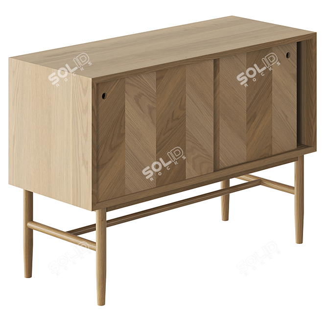 Modern Wooden Herringbone Chest Drawers 3D model image 2