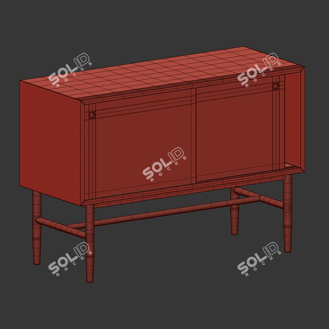 Modern Wooden Herringbone Chest Drawers 3D model image 4