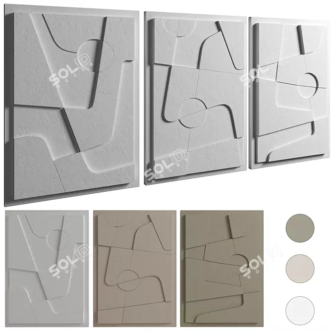 Elegant Decorative Panel Set 3D model image 1