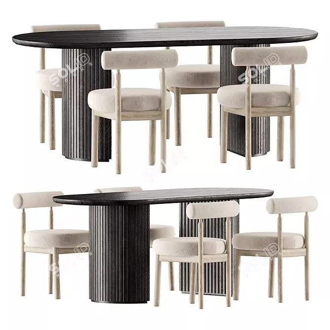 Stylish Moon Dining Set 3D model image 1