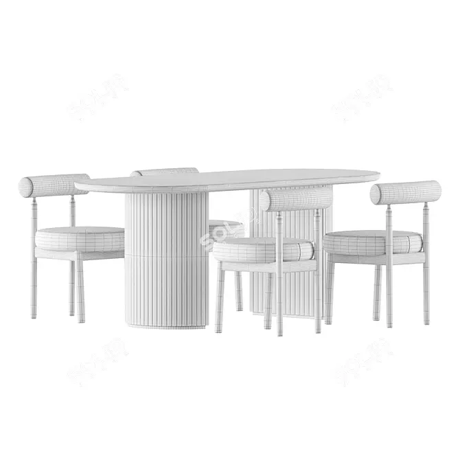 Stylish Moon Dining Set 3D model image 3