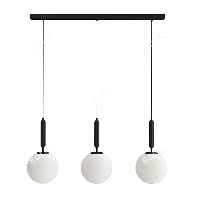 Elegant 3-Ball Chandelier Fixture 3D model image 1