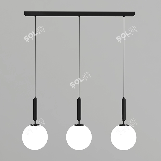 Elegant 3-Ball Chandelier Fixture 3D model image 2