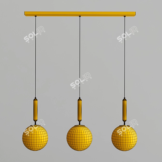 Elegant 3-Ball Chandelier Fixture 3D model image 3