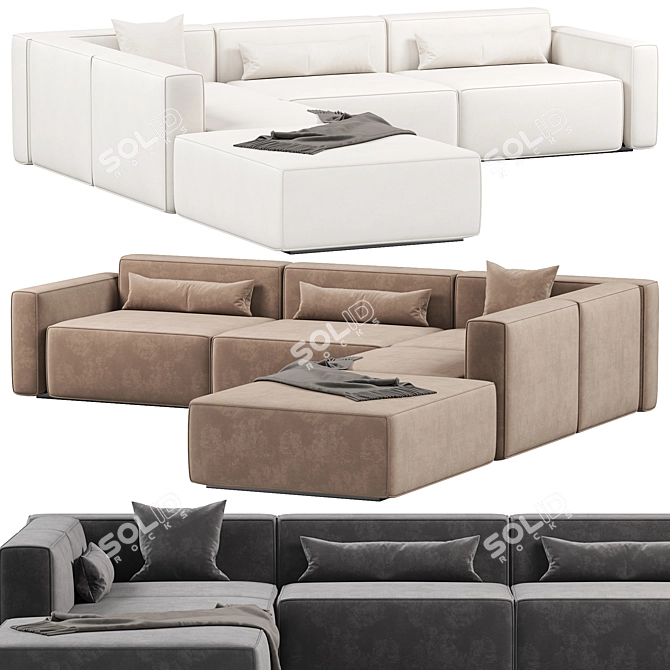 Modern Modular Sectional Sofa Set 3D model image 1