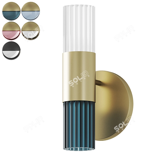 Elegant Brass Glass Wall Sconce 3D model image 1