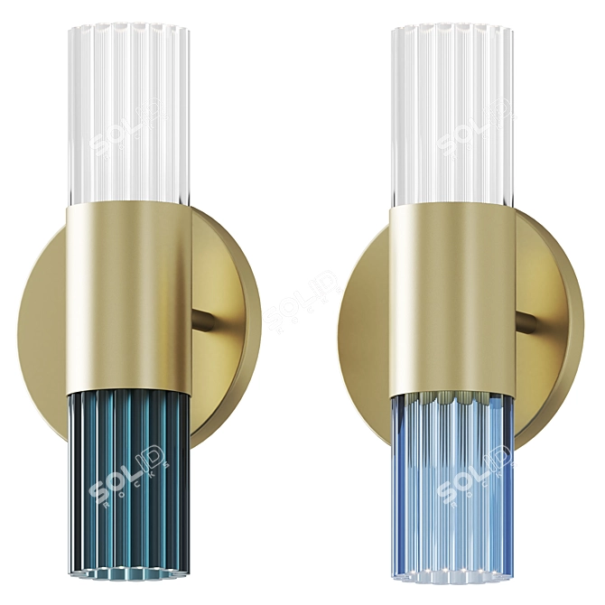 Elegant Brass Glass Wall Sconce 3D model image 2