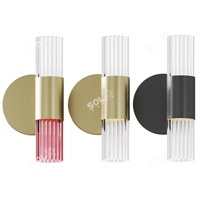 Elegant Brass Glass Wall Sconce 3D model image 3