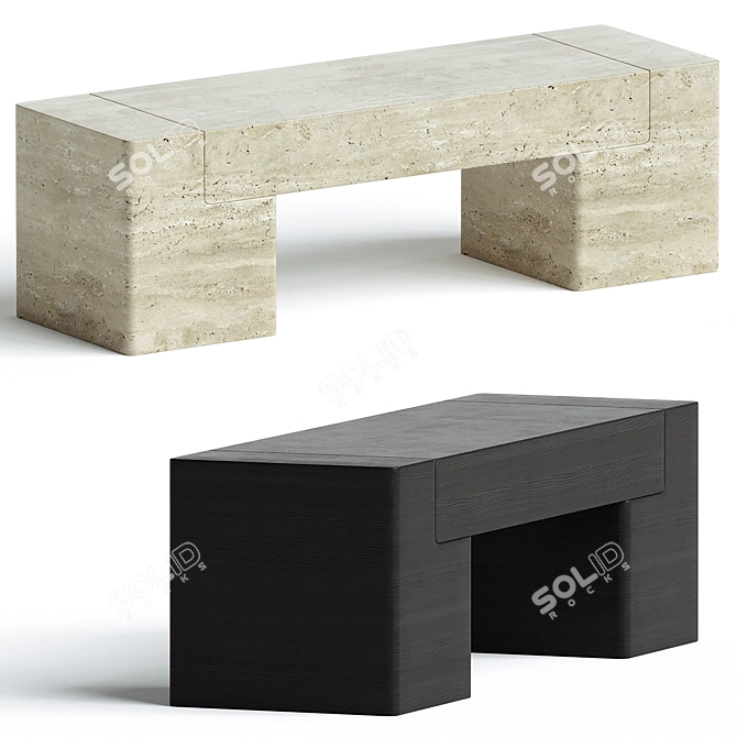 Minimalist Oak Bench Design 3D model image 1