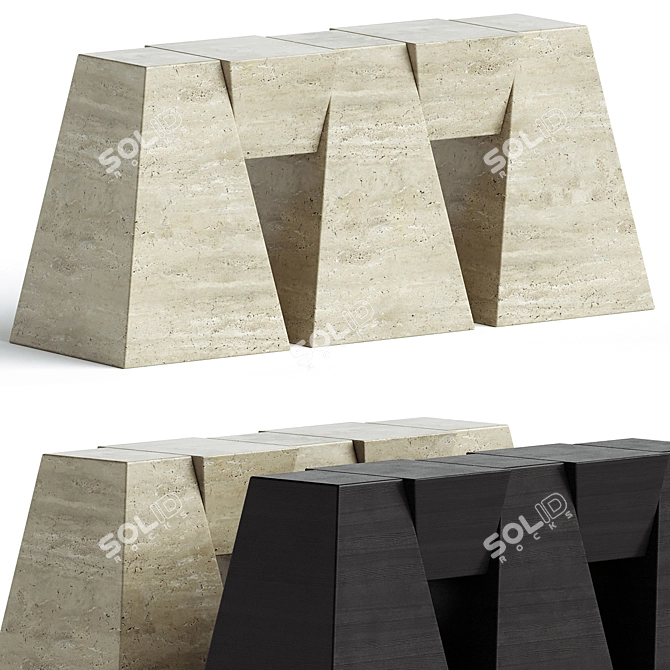 Sleek Travertine Console Table 3D model image 1