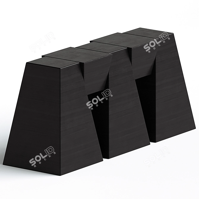 Sleek Travertine Console Table 3D model image 2
