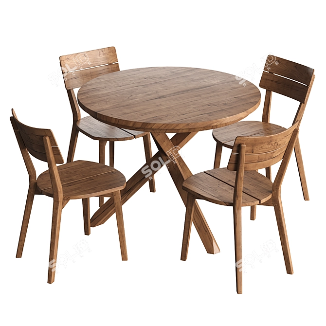 Teak Xono 100 & Artisan Dining Set 3D model image 1