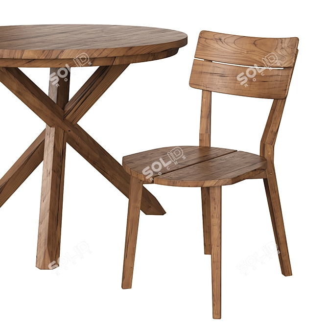 Teak Xono 100 & Artisan Dining Set 3D model image 2