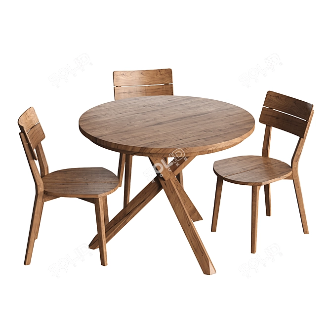 Teak Xono 100 & Artisan Dining Set 3D model image 4