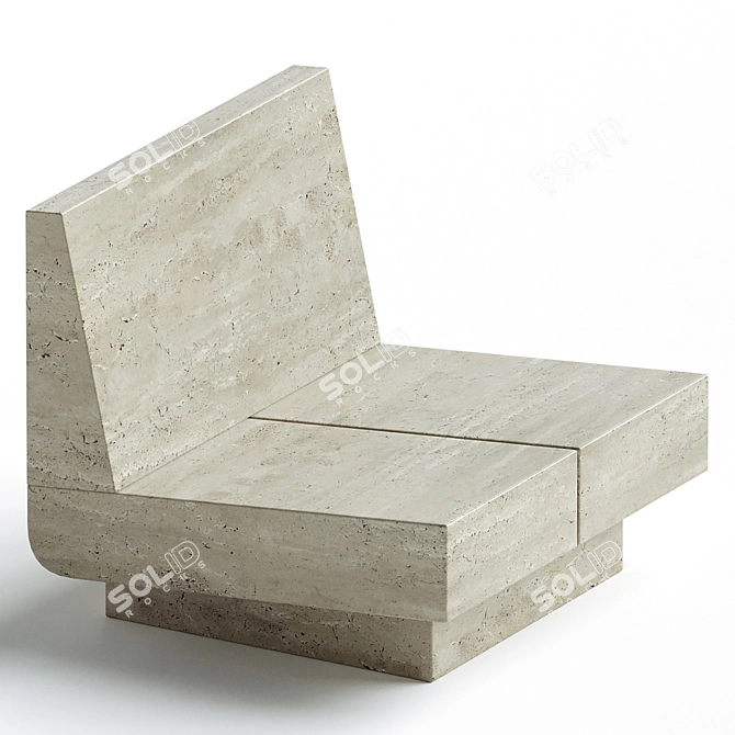 Elegant Travertine Lounge Chair 3D model image 2