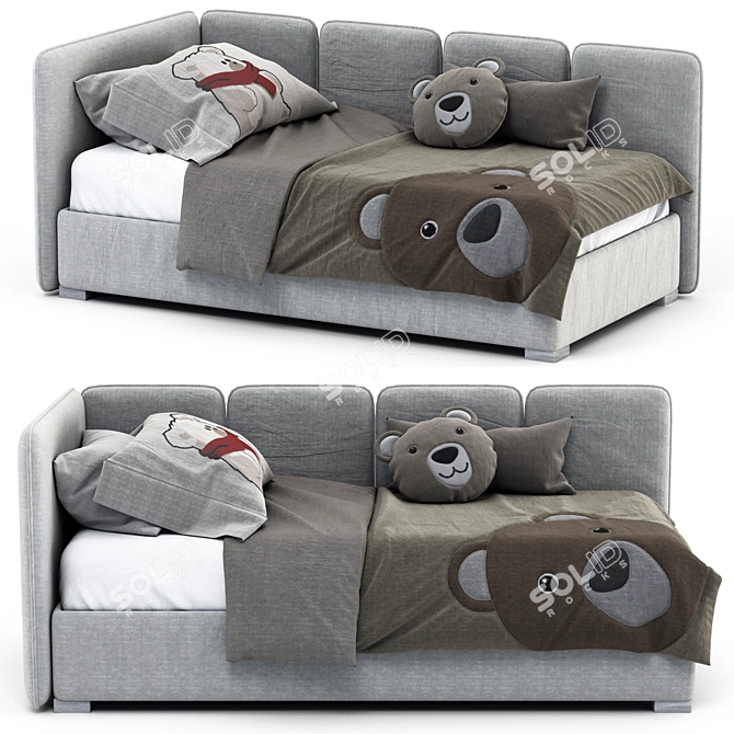 Sleek Design Bed Frame & Textures 3D model image 1