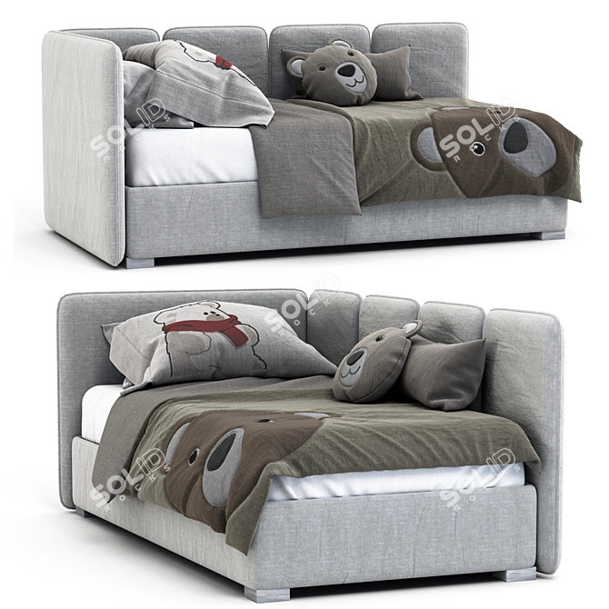 Sleek Design Bed Frame & Textures 3D model image 2