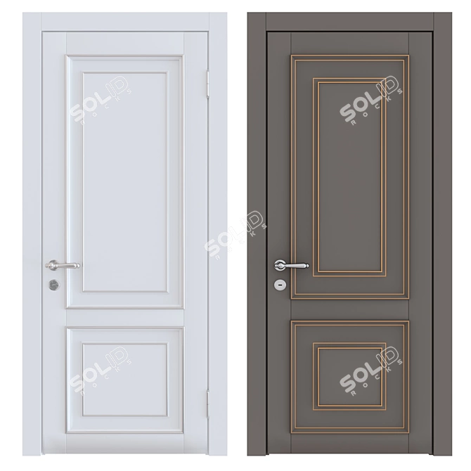 Classic Wood Door Set 3D model image 4