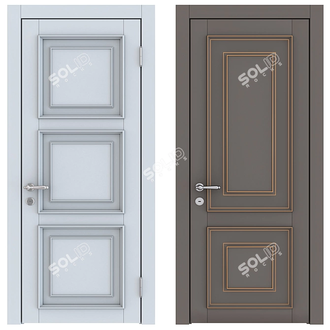 Classic Wood Door Set 3D model image 10